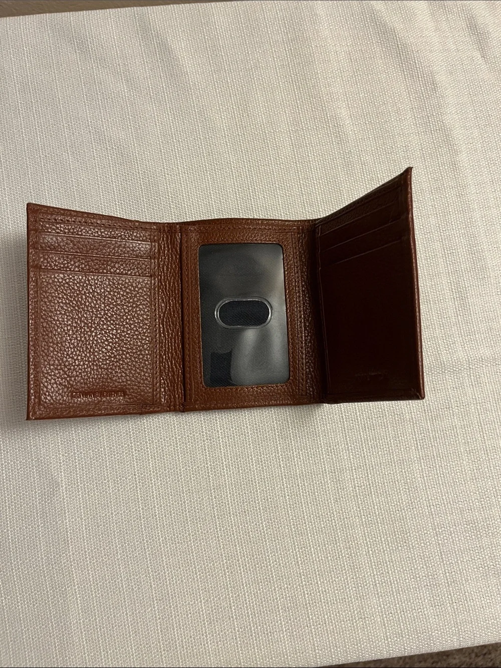 Nautica Brown and Black Leather Trifold Card Holder Wallet
